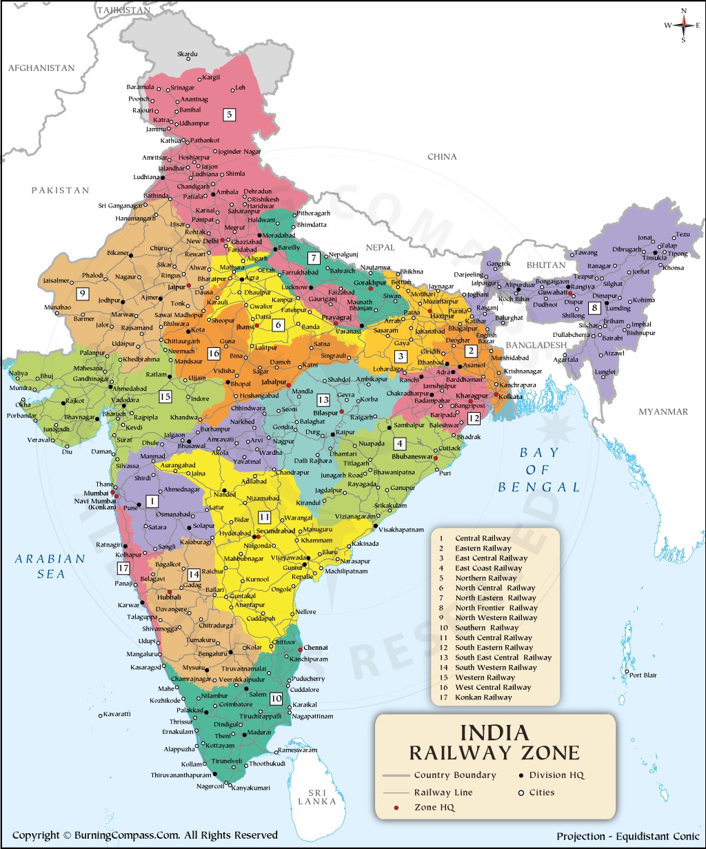 Indian Railways Zones Map | RRB EXAM PORTAL - Indian Railways Jobs ...